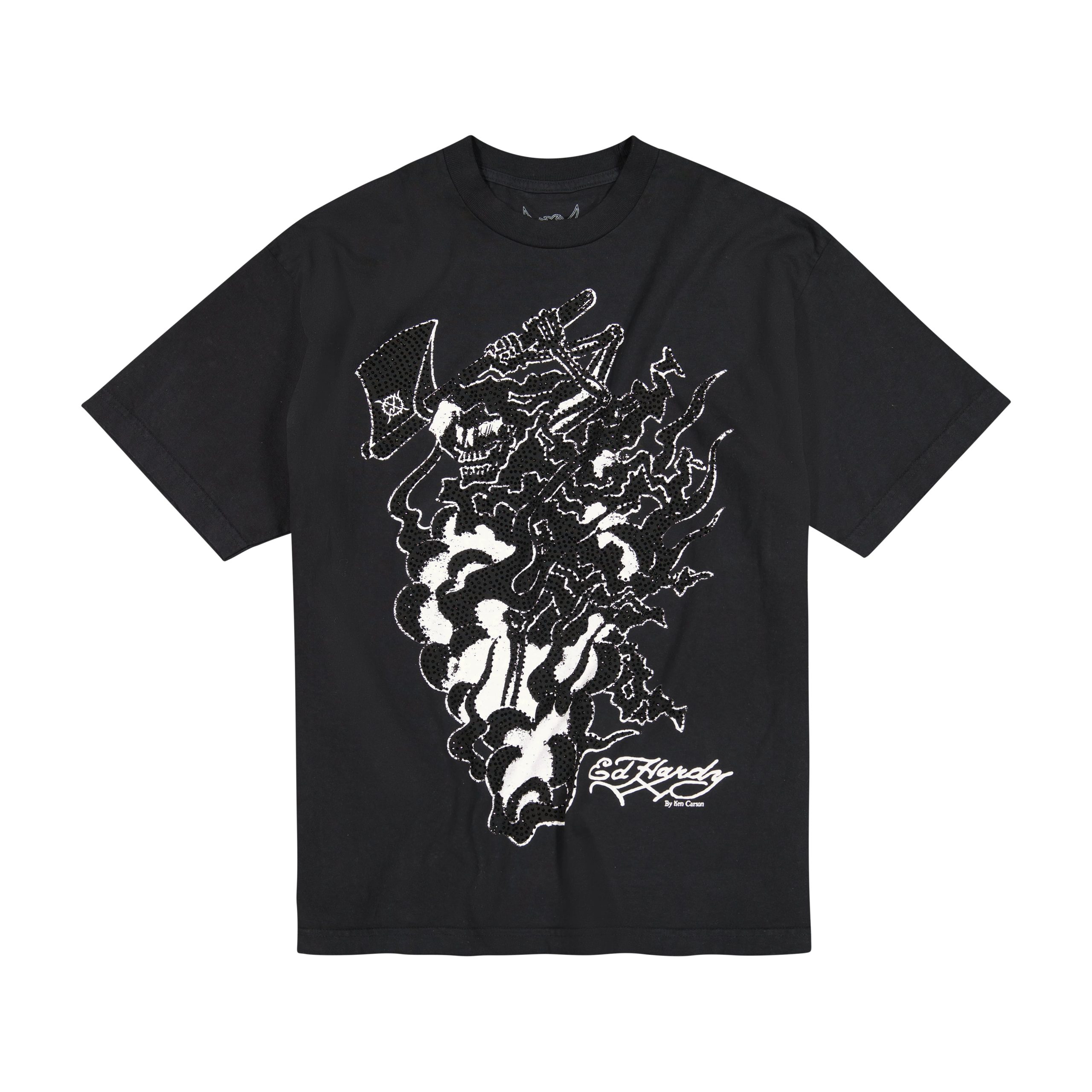 Axe Skull Mens Rhinestone Ss Tee
