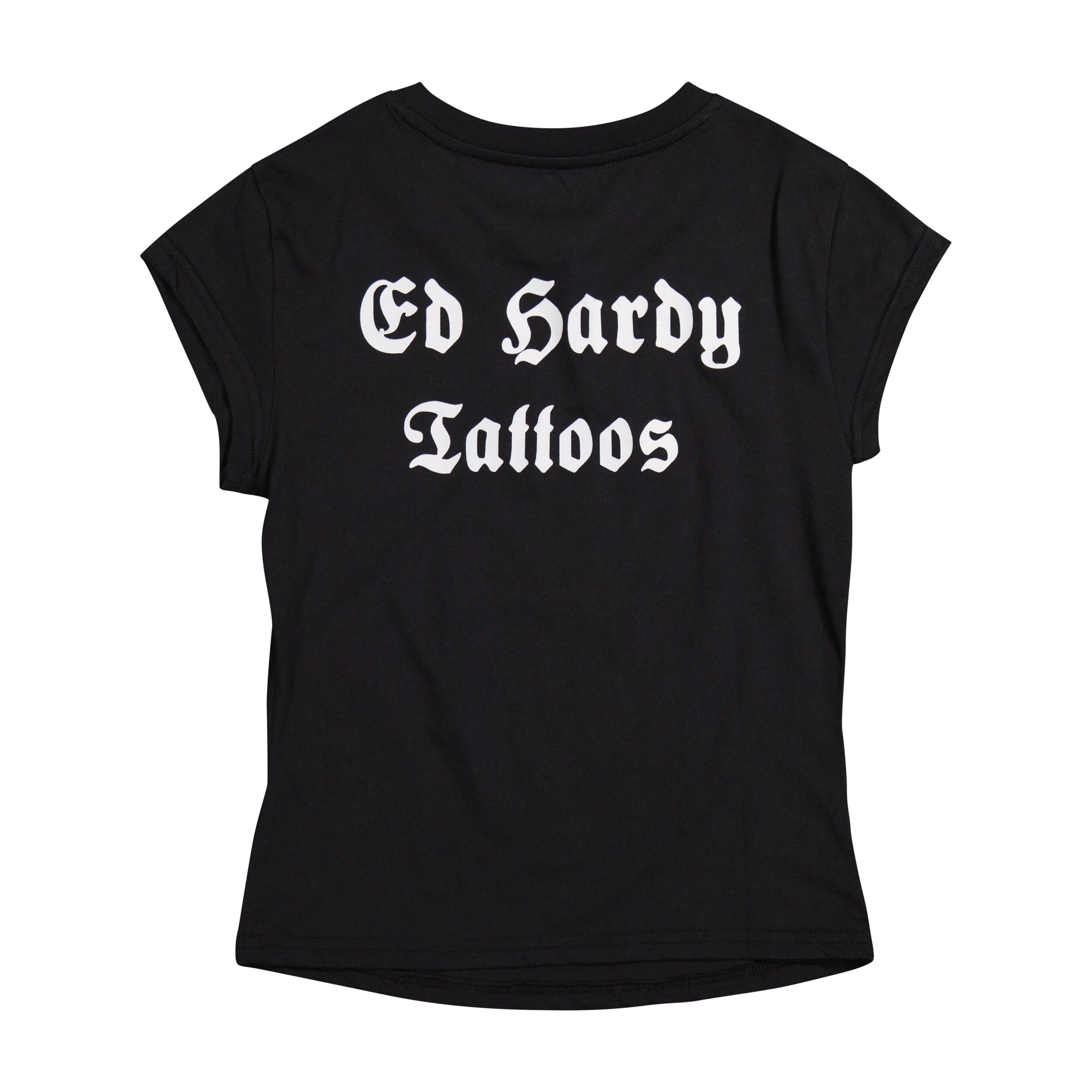 Black Rose Rhinestone Cap Sleeve Tee - Image 2